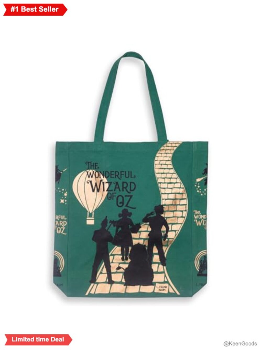 Canvas Tote Bag Wizard of Oz Book Lovers Reusable Grocery Book Bag